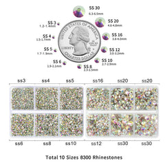 Beadsland mixed sizes chart SS3-SS30 demonstrates versatile design options for detailed art.