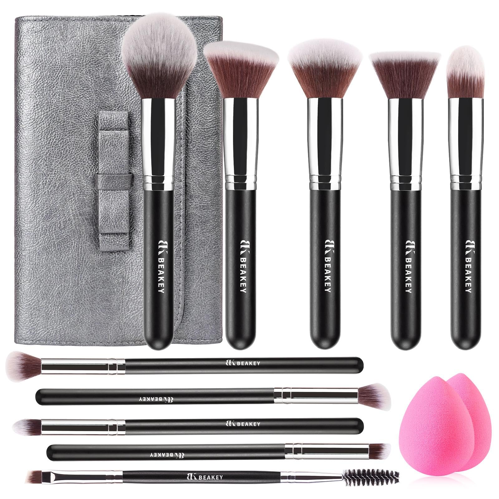 BEAKEY makeup brushes full kit with ergonomic handles for precise application
