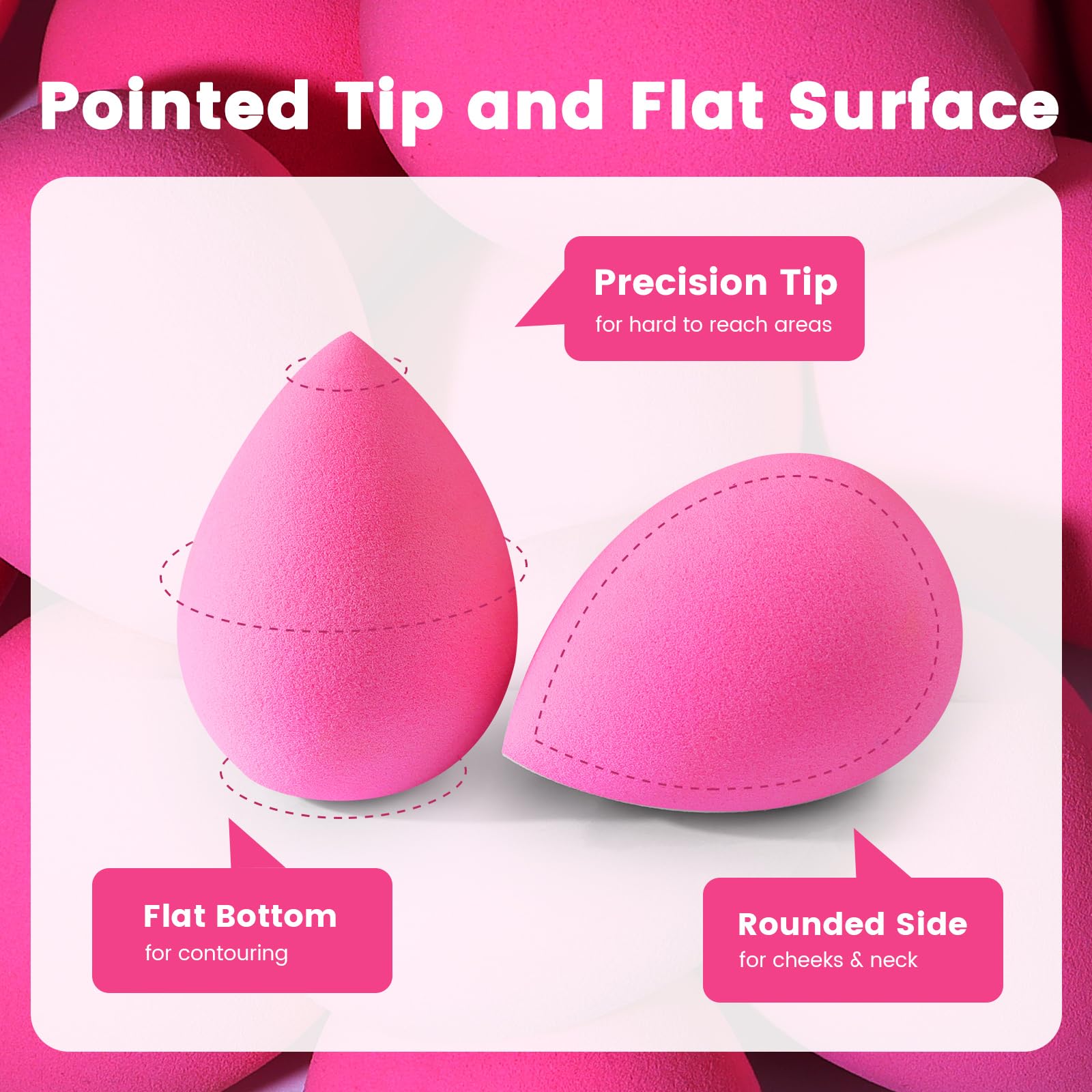 BEAKEY rose pink sponge rounded surface for quick foundation application