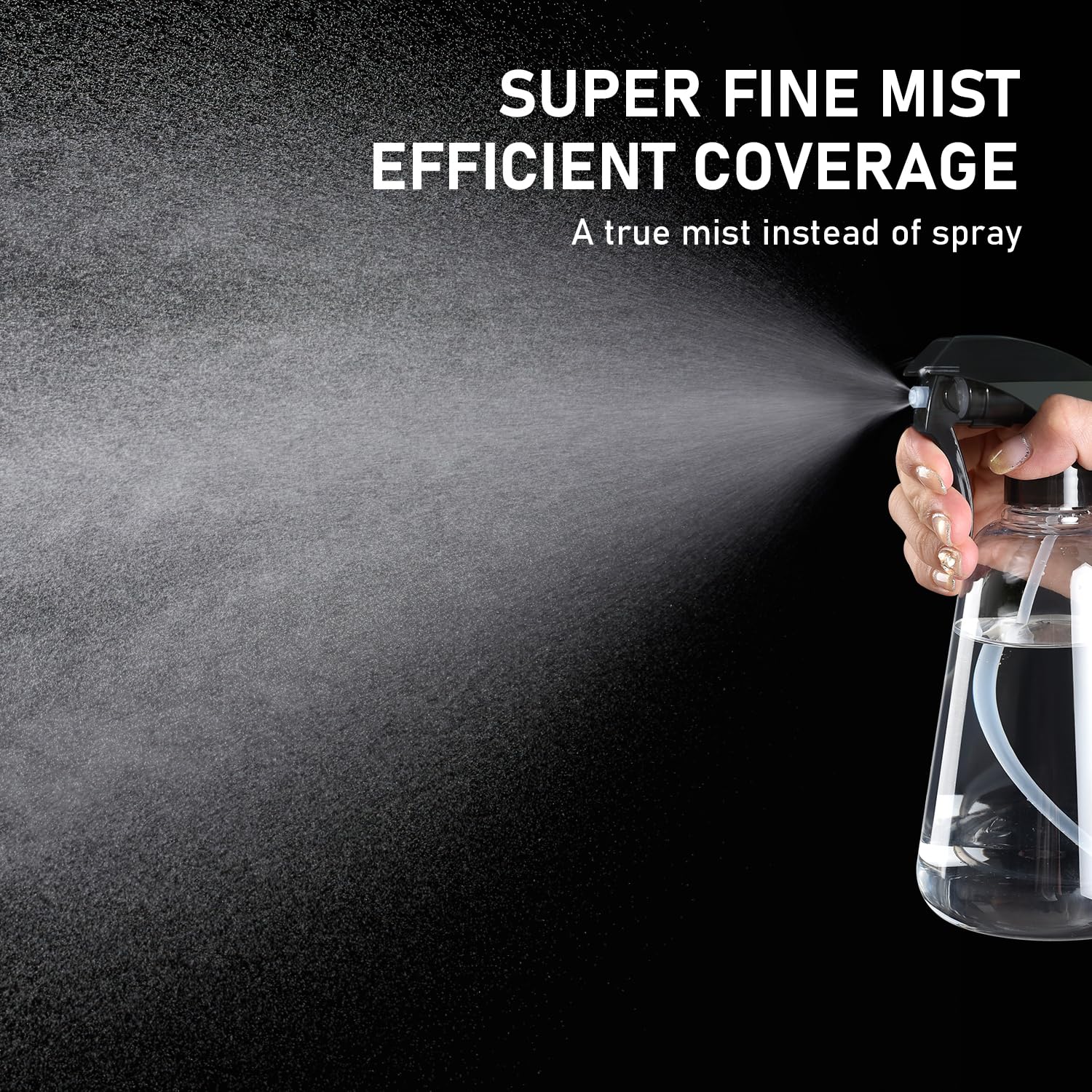 Bealee spray bottle features leakproof 360° cap for mess-free storage.