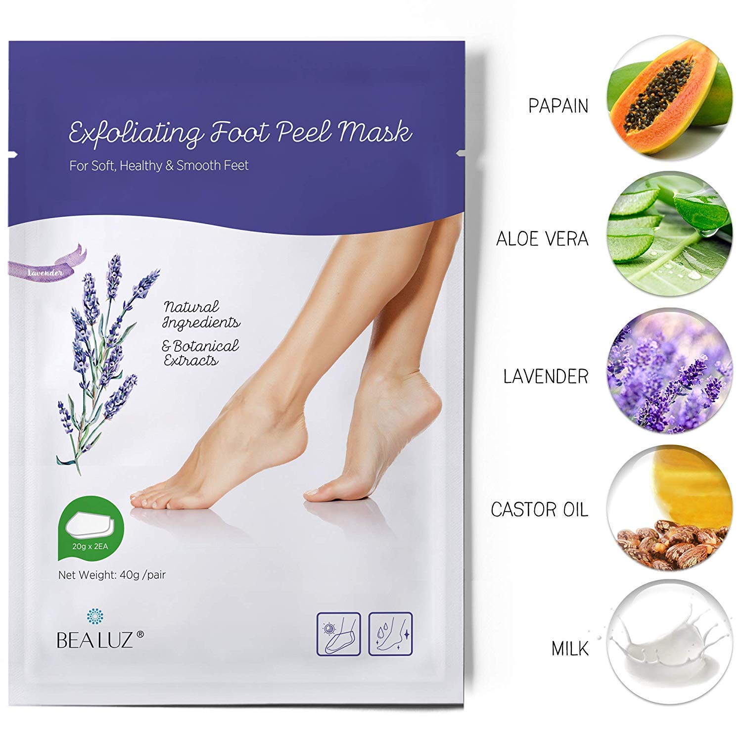 Bealuz foot peel mask closeup of exfoliating action on dry skin