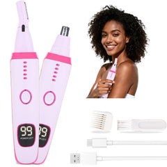 Beanify 2-in-1 nose and ear trimmer with LED display for precise grooming on the go.