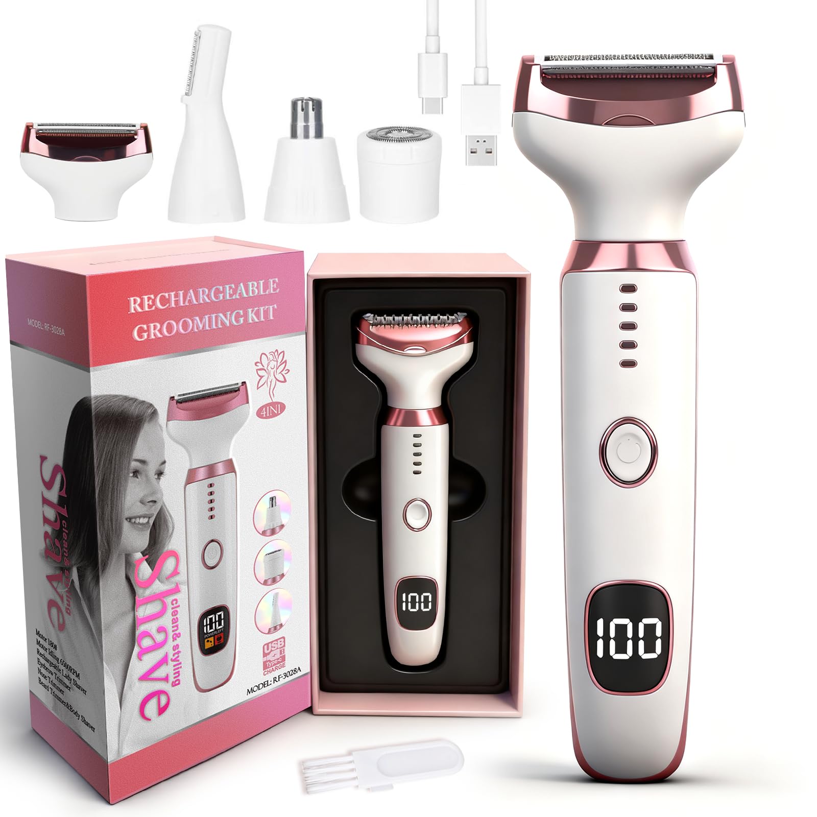 Beanify Wet and Dry Electric Razor with 4-in-1 heads for all-over grooming