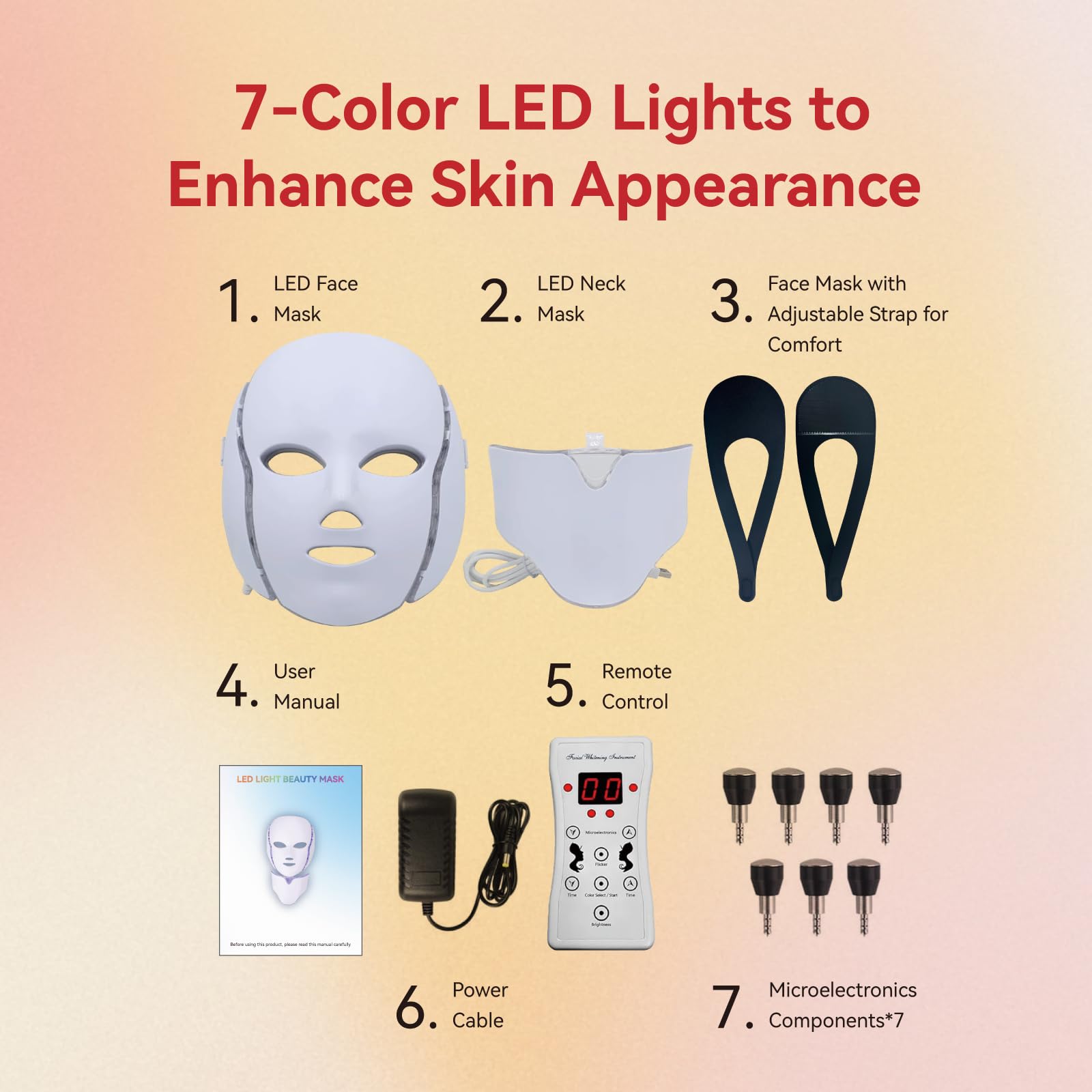 BeaRay LED face mask on face and neck for comprehensive care.