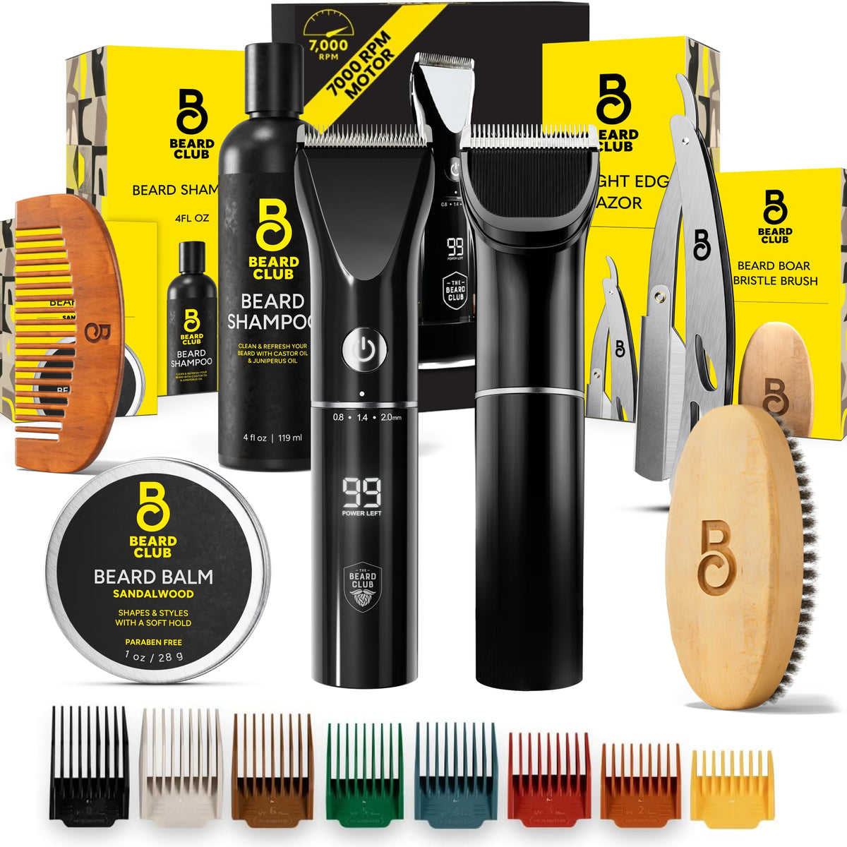 The Beard Club grooming kit trimmer front view delivers versatile beard shaping options.