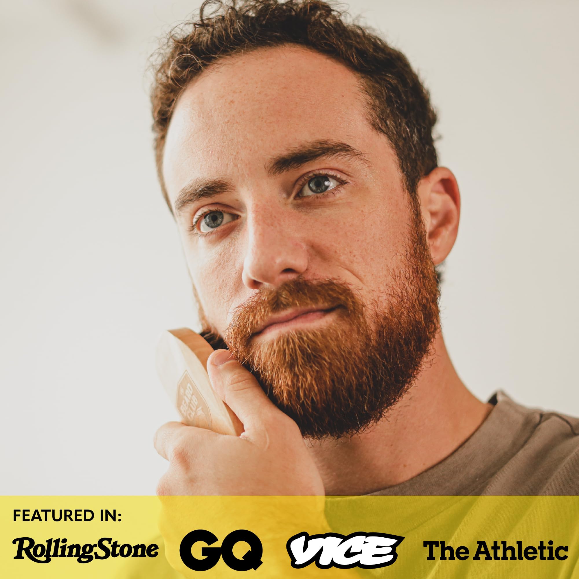 The Beard Club grooming routine with brush shows efficient oil distribution and shaping.