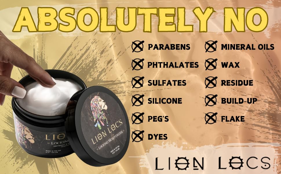Beard Gains Lion Locs packaging emphasizes vegan, cruelty-free formulation and residue-free performance.