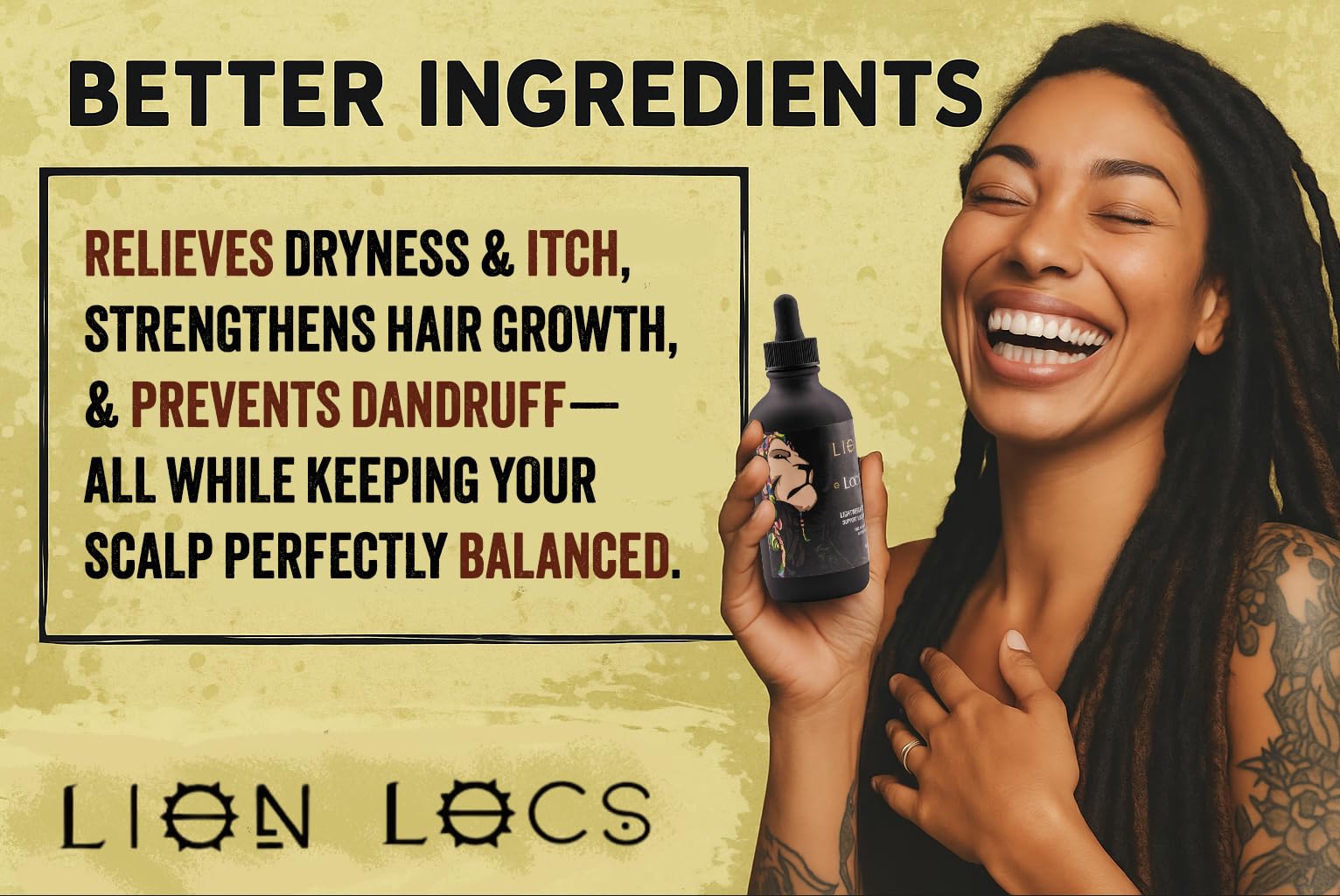 Beard Gains Lion Locs growth ingredients closeup shows natural nutrients.