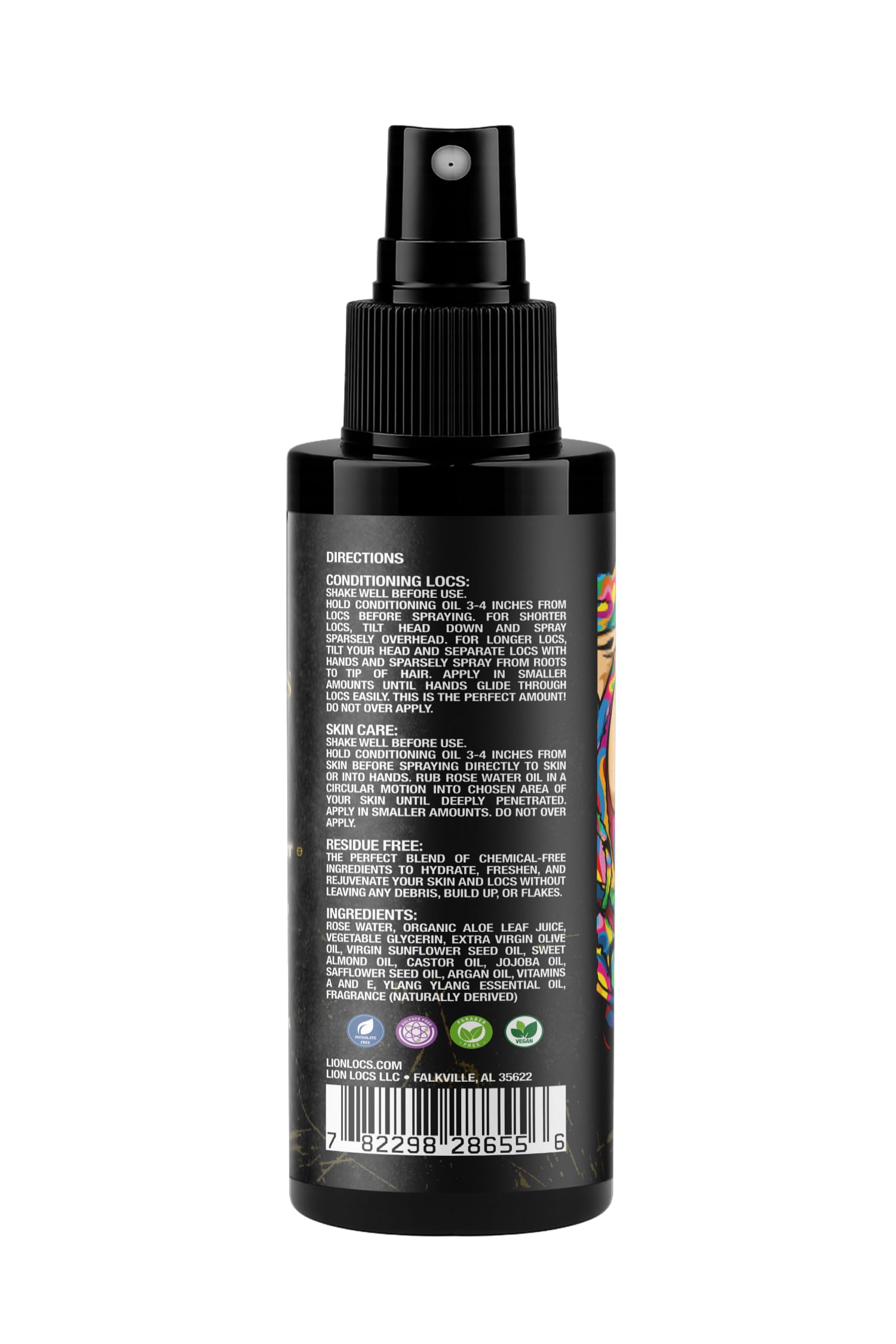 Beard Gains Lion Locs Rosewater Spray natural ingredients list