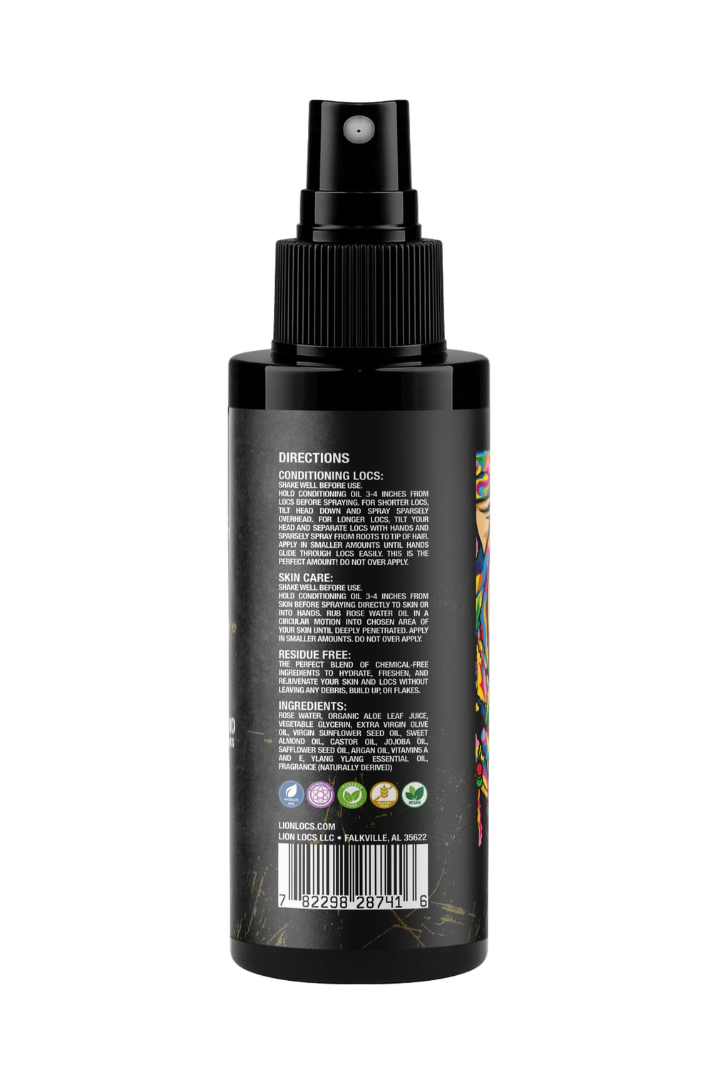 Beard Gains Lion Locs Rosewater Spray comes in a convenient 8 oz bottle.