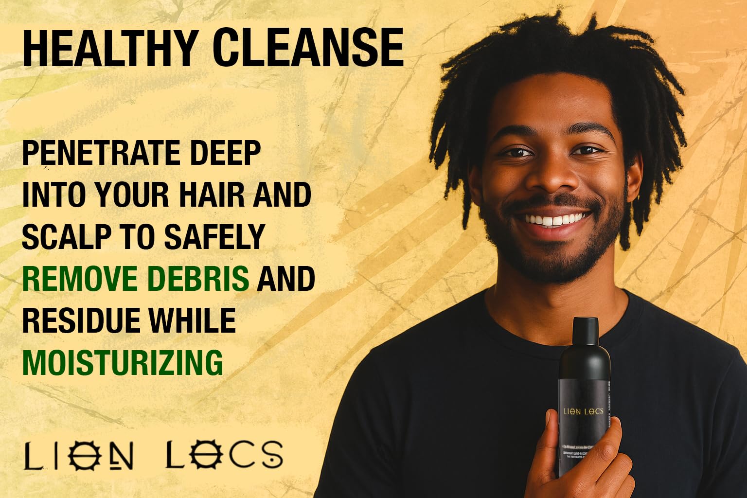 Beard Gains Lion Locs shampoo being applied in shower for quick cleansing
