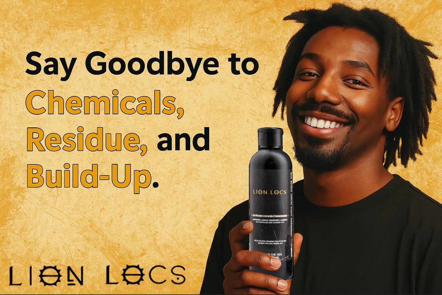 Beard Gains Lion Locs after-use (soft strands) showing manageable locs