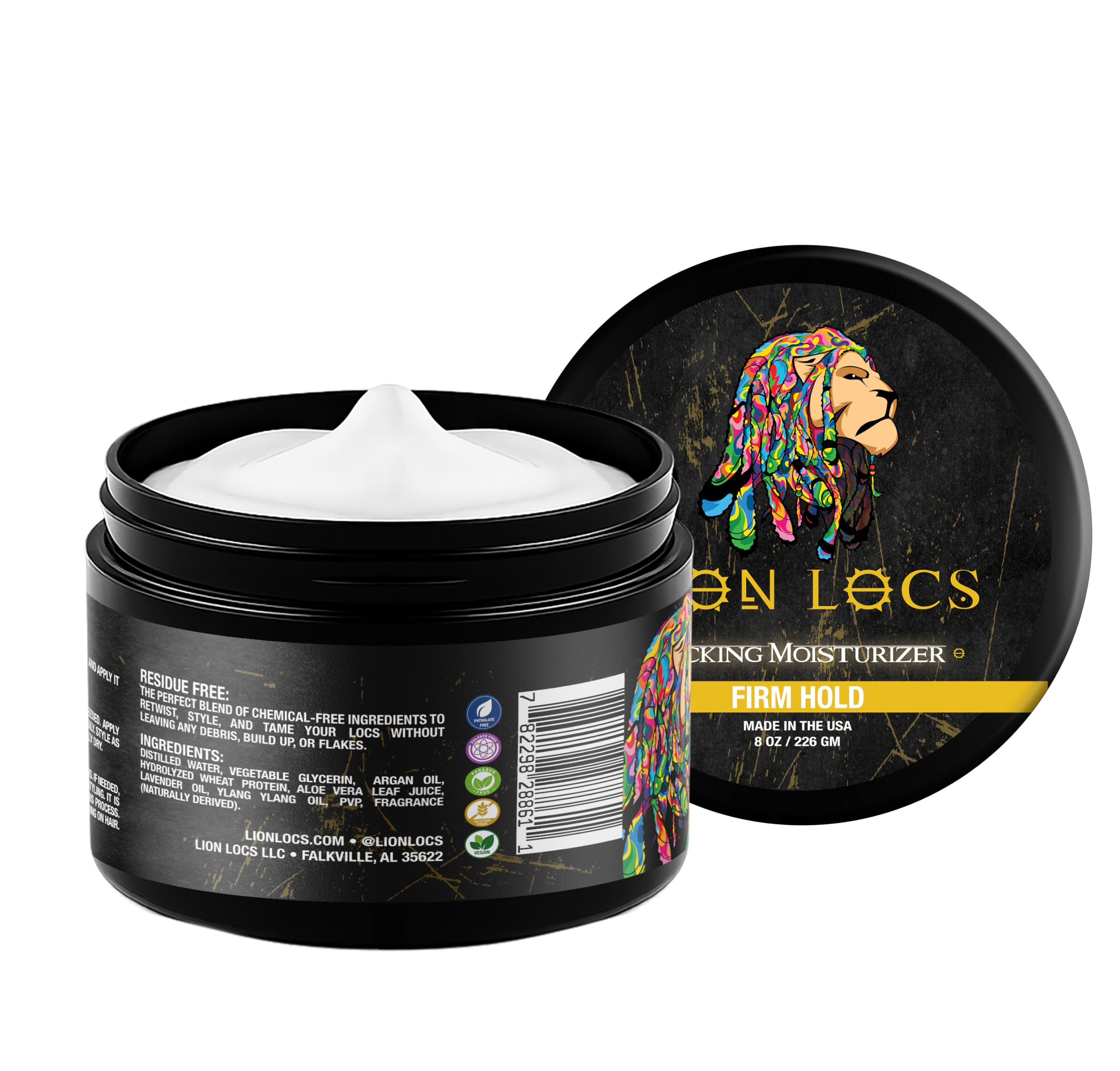 Beard Gains Lion Locs all-day definition without residue for smooth styling.