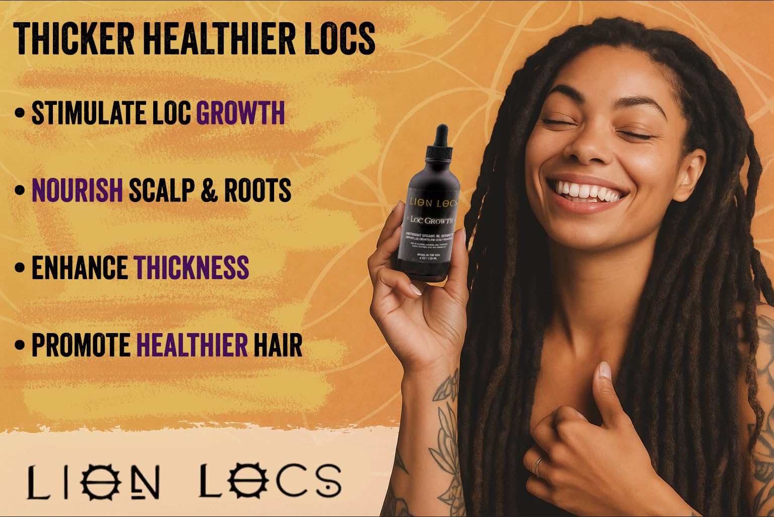 Beard Gains Lion Locs styling finish shows natural shine on locks.