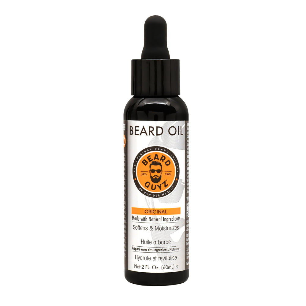 Beard Guyz Beard Oil bottle pour demonstrates lightweight hydration for softer facial hair.