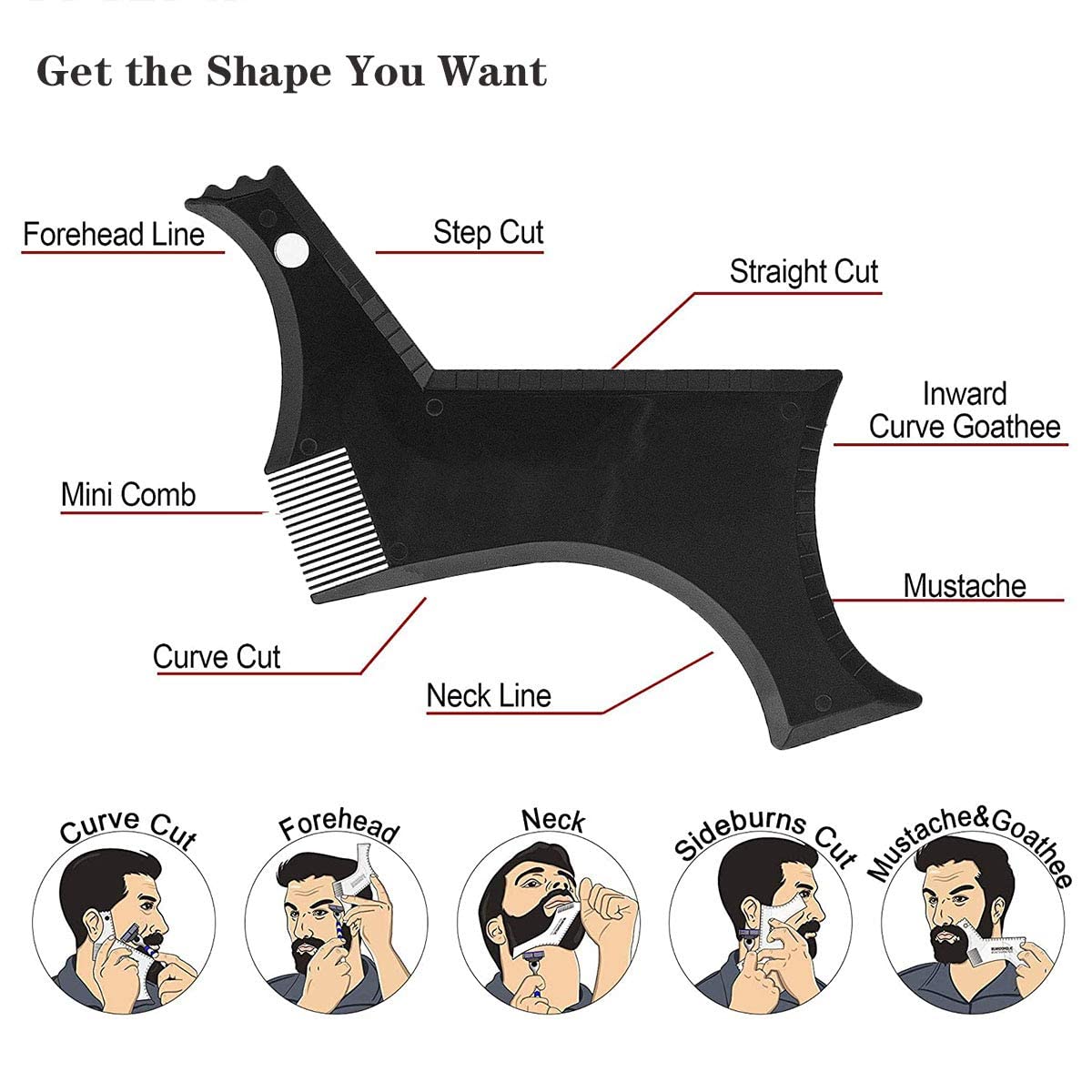 Beard Kit Pro beard template guide helps map cheek lines and neckline