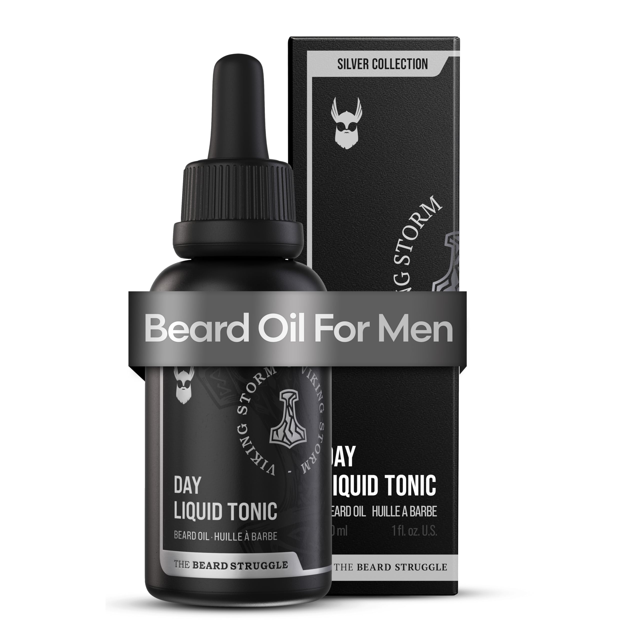 Beard Struggle Day Liquid Tonic Viking Storm bottle front moisturizes beard and skin.