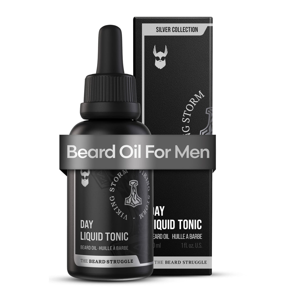 Beard Struggle Day Liquid Tonic Viking Storm bottle front moisturizes beard and skin.