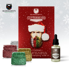 Beardaments Glitterbeard Kit application oil enables smooth, mess-free glittering.
