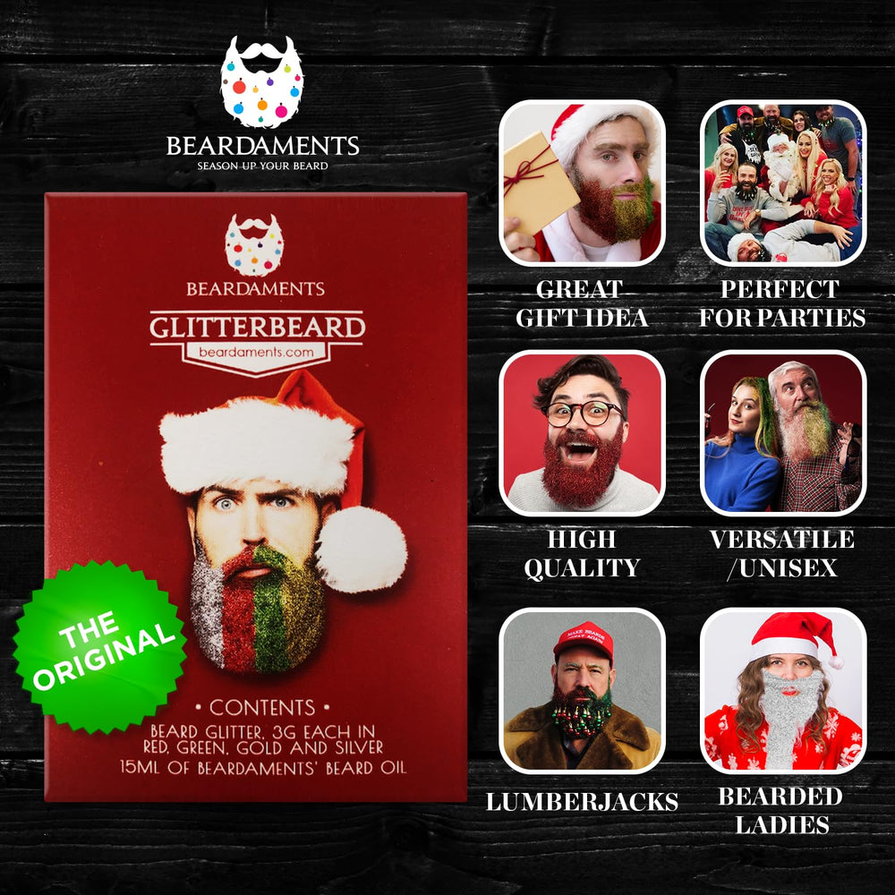 Beardaments Glitterbeard Kit holiday look ready for photos and parties.