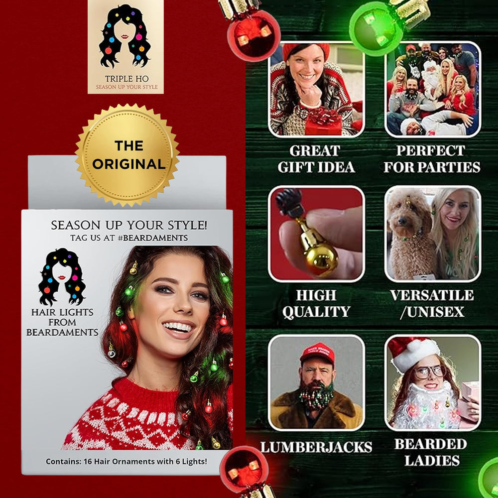 Beardaments Light Up Hair Lights festive-glow-on-hair highlights wearable holiday magic.