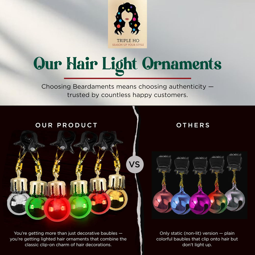 Beardaments Light Up Hair Lights on-off-switch demonstrates quick lighting control for events.
