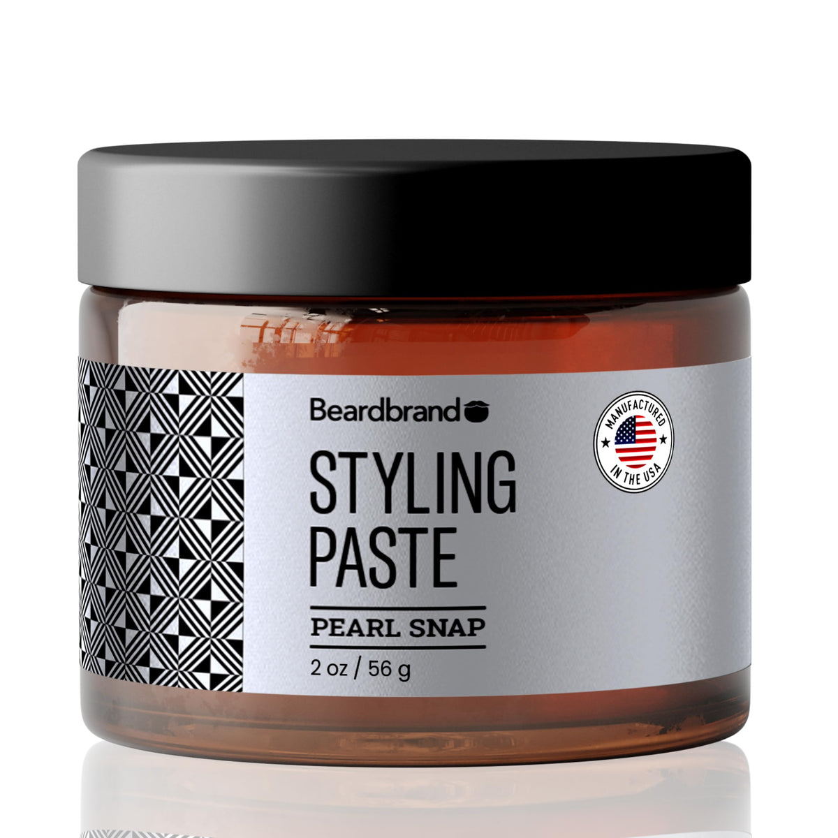 Beardbrand styling paste jar offers medium hold for natural beard and hair.