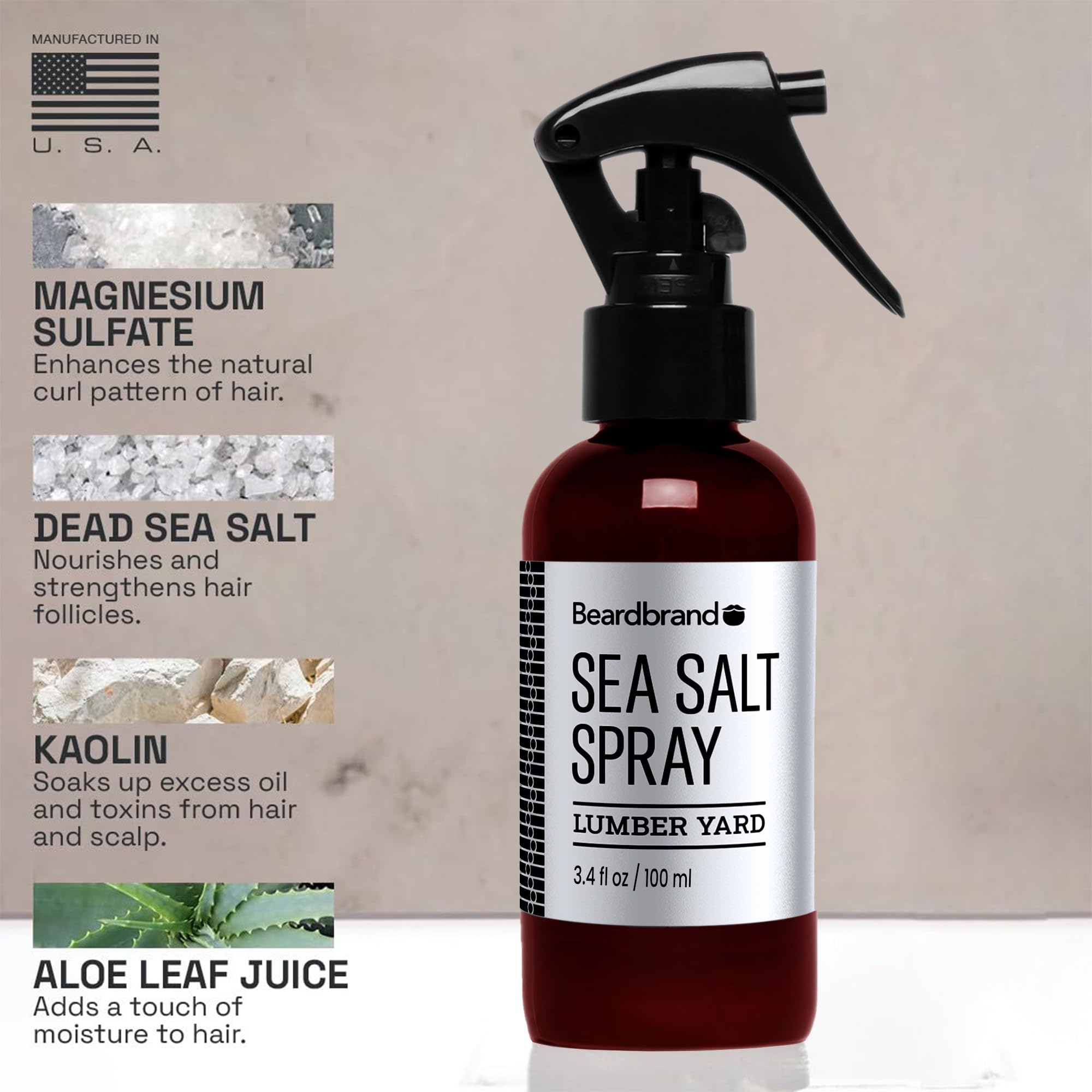 Beardbrand Sea Salt Spray textured-hair demonstrates instant volume