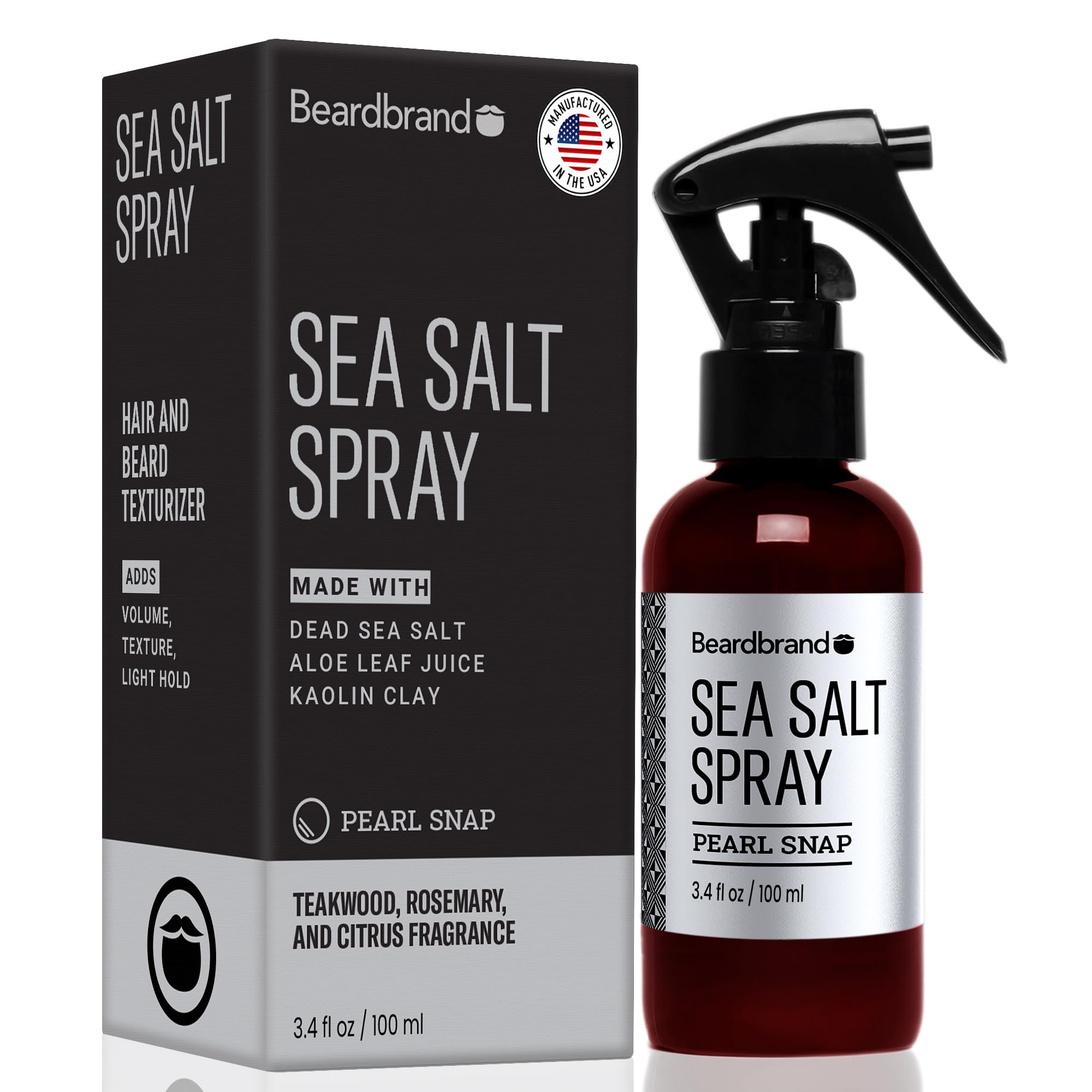 Beardbrand Sea Salt Spray texture close-up showing beach-grit finish and natural matte look.