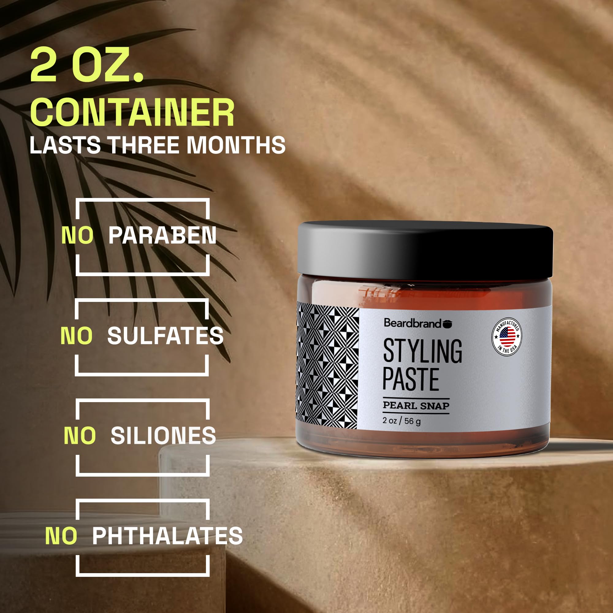 Beardbrand paste applied to hair for textured, soft shine.