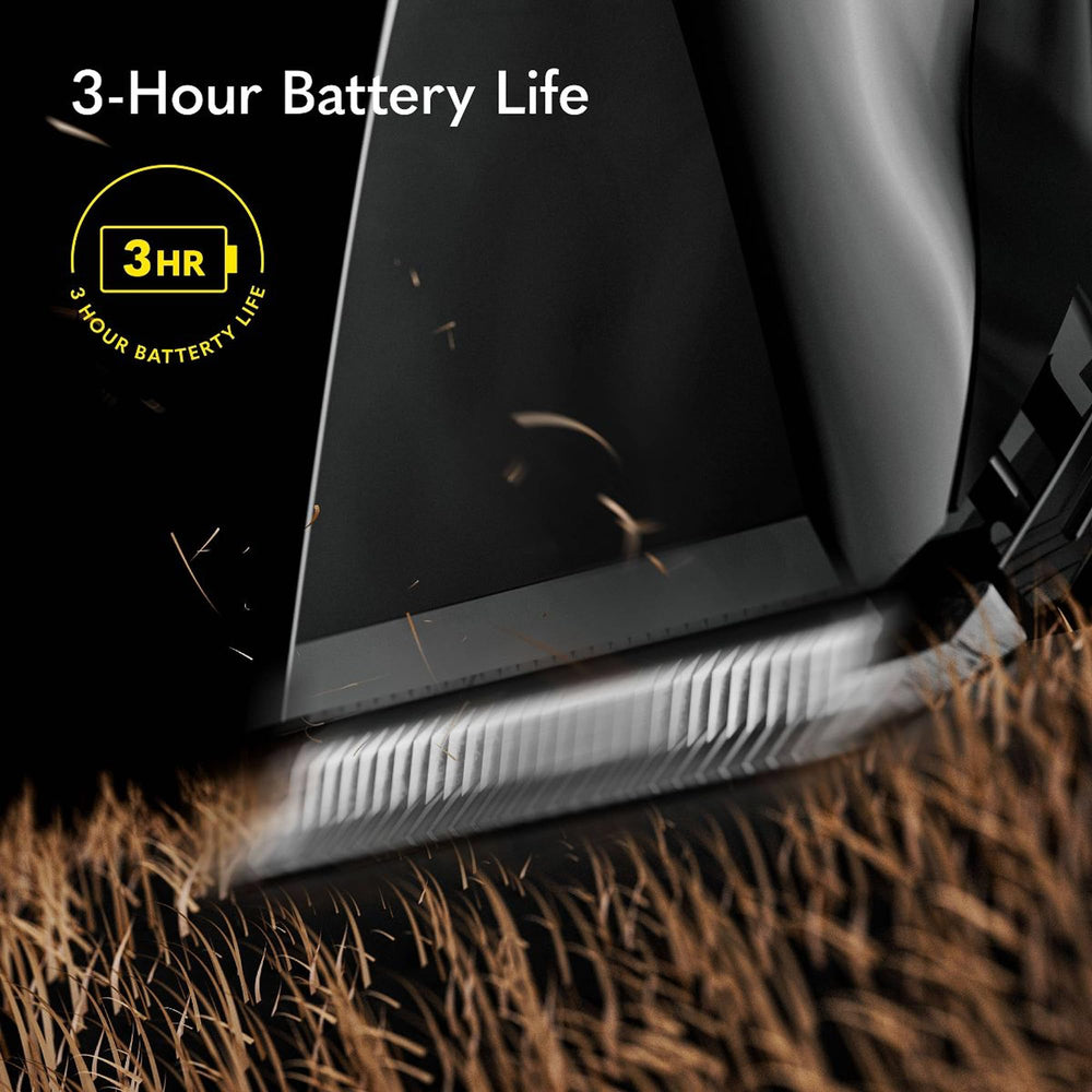 Lithium-ion battery provides 3+ hours of cordless trimming.