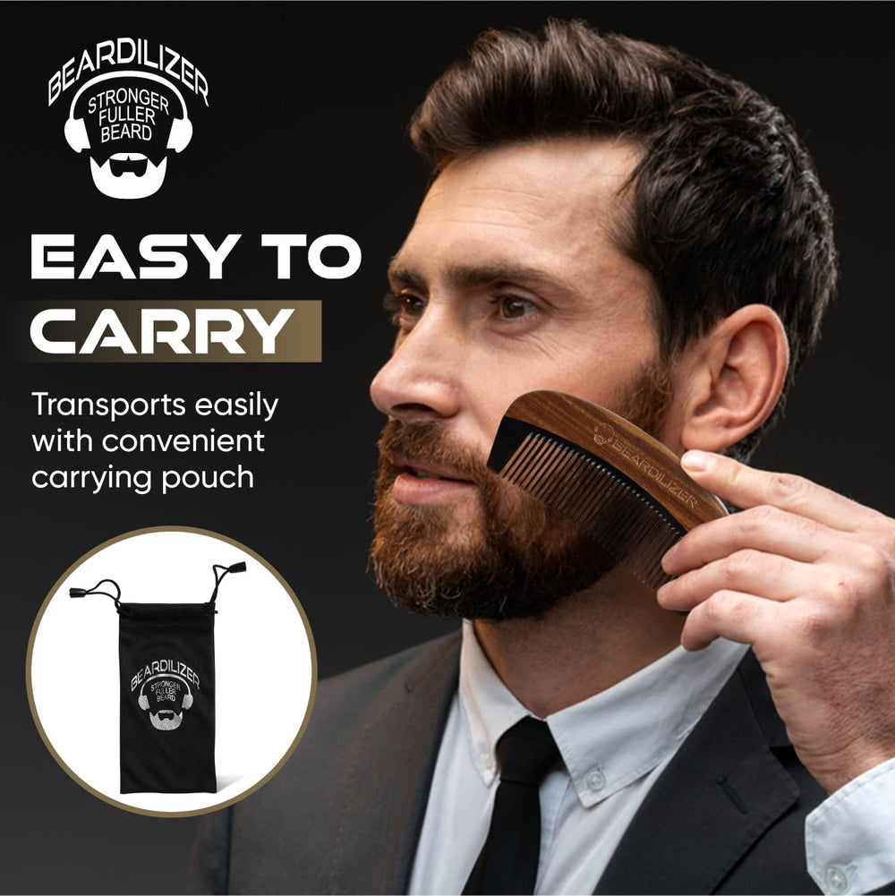 Beardilizer Premium Beard Comb pocket-size carried in pouch