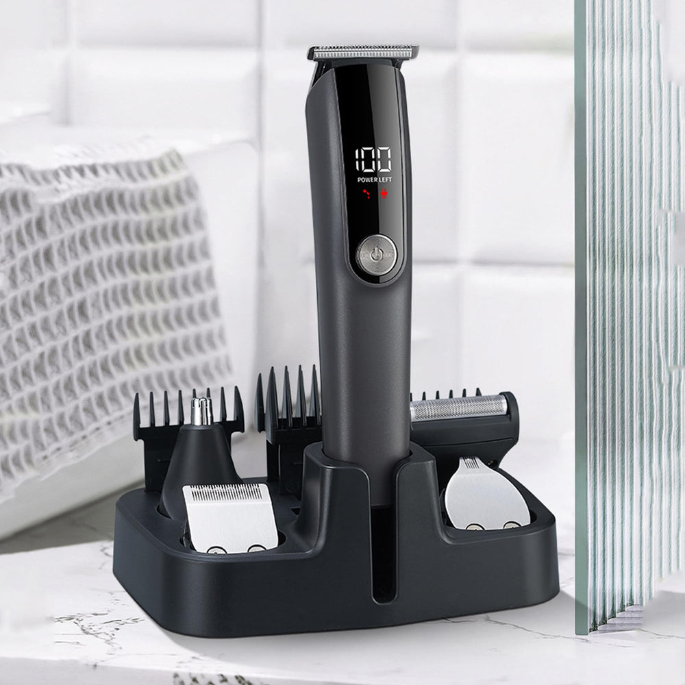 Beard Trimmer 5-in-1 easy cleaning with detachable heads and rinse-safe design.