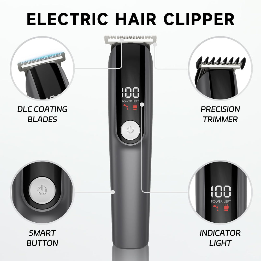 Beard Trimmer 5-in-1 interchangeable heads ready for full-body and facial trimming.