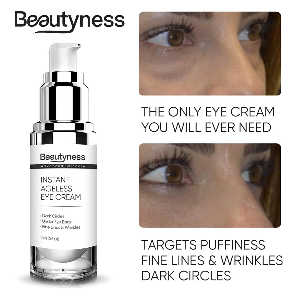 beatool Instant Ageless Eye Cream model-ready closeup with bright under-eye area.