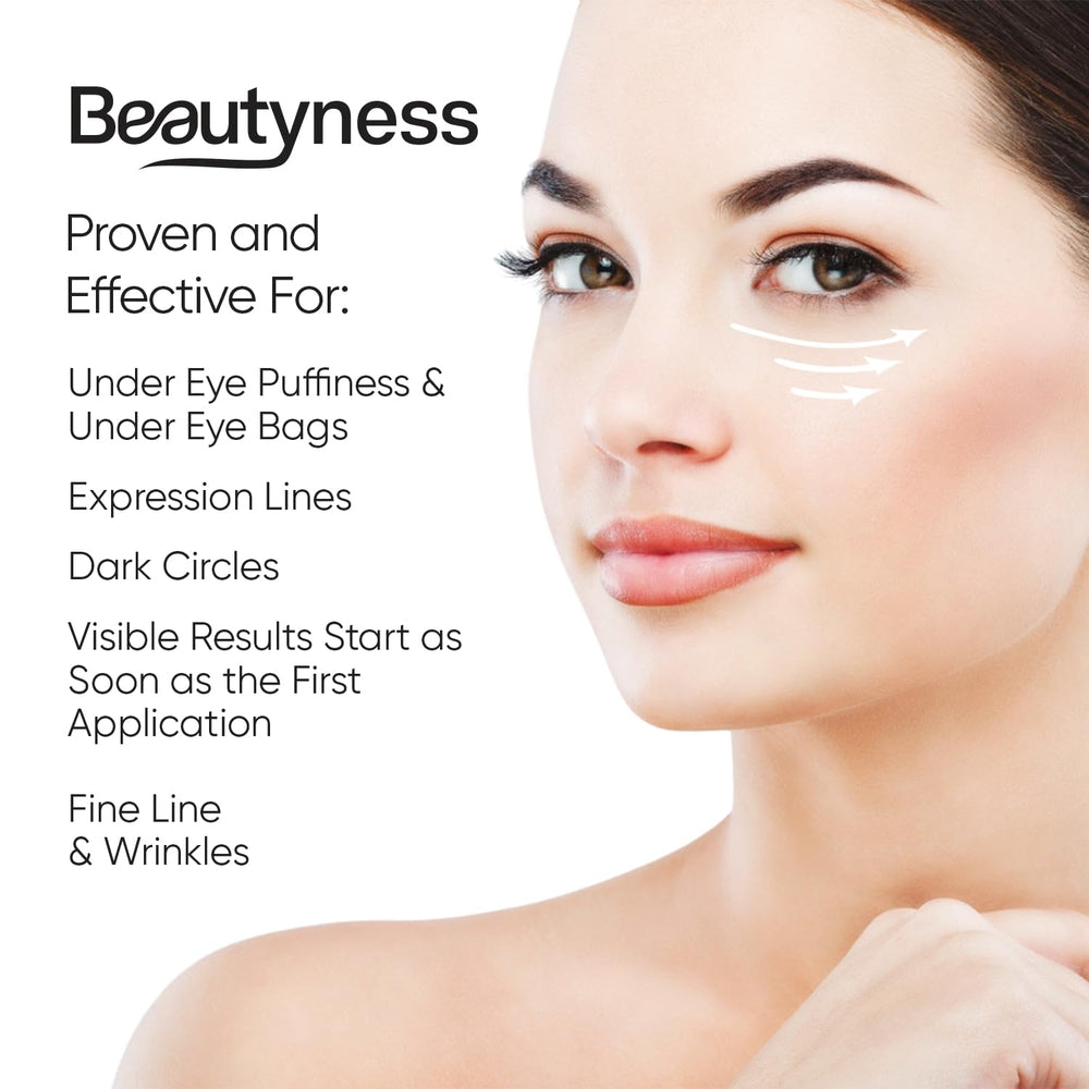 beatool Instant Ageless Eye Cream being applied under eye to reduce puffiness.