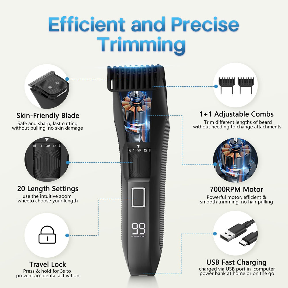 Beatslm beard-trimmer stainless-steel blade delivers clean cuts with minimal pulling for daily use