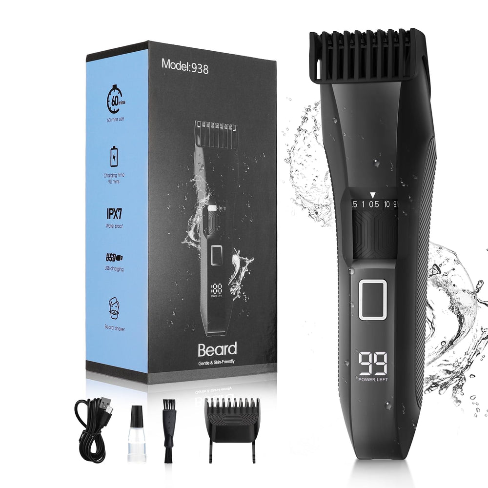 Beatslm beard-trimmer zoom-wheel shows 20-length precision for customizable facial hair styles at home