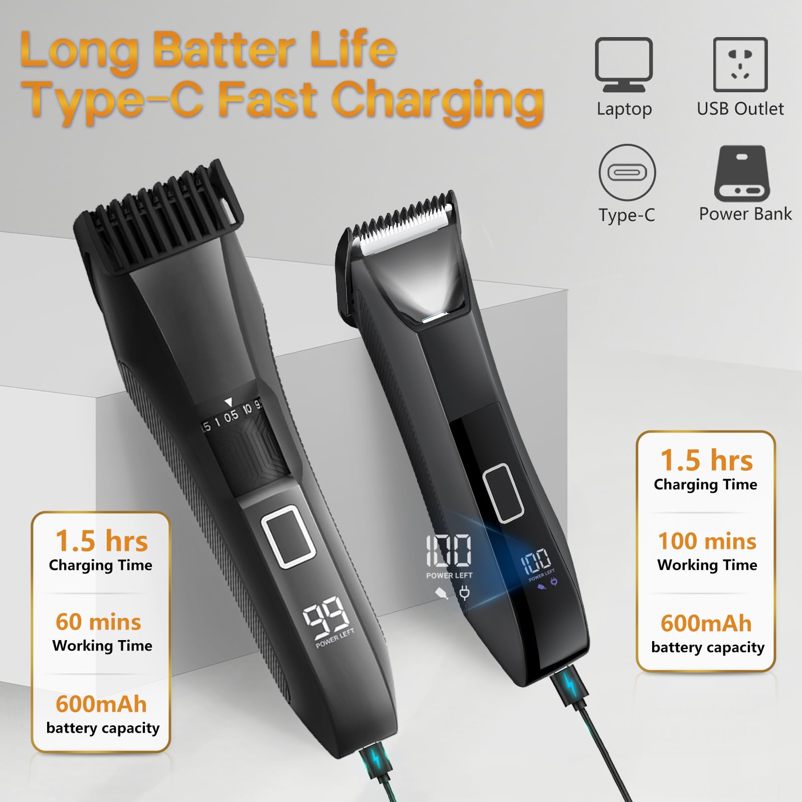 Beatslm Manscape LED display on-trimmer shows battery and settings.