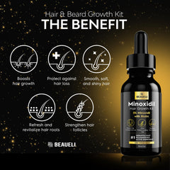 Beaueli Minoxidil bottle with precise drops for consistent dosing.