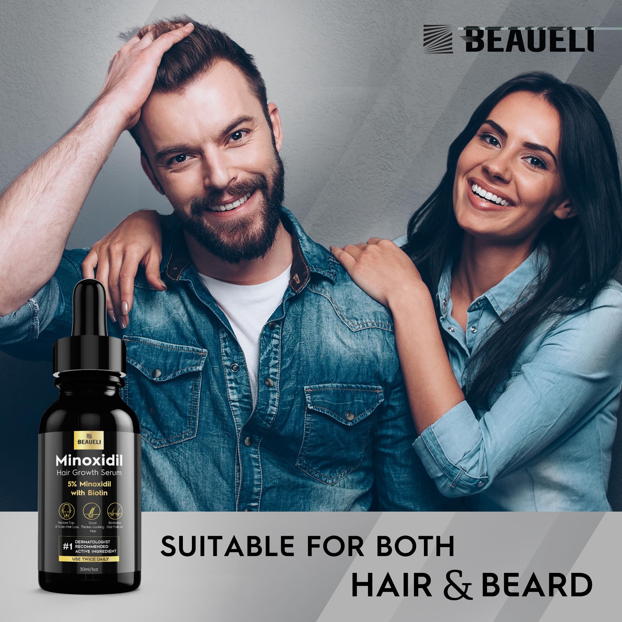 Beaueli unisex solution 30ml emphasizes convenient daily use.