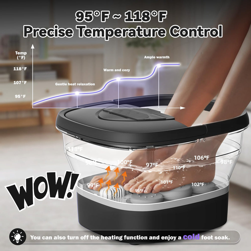 Beaumoi foot spa temperature control highlights warm soak and cooling option