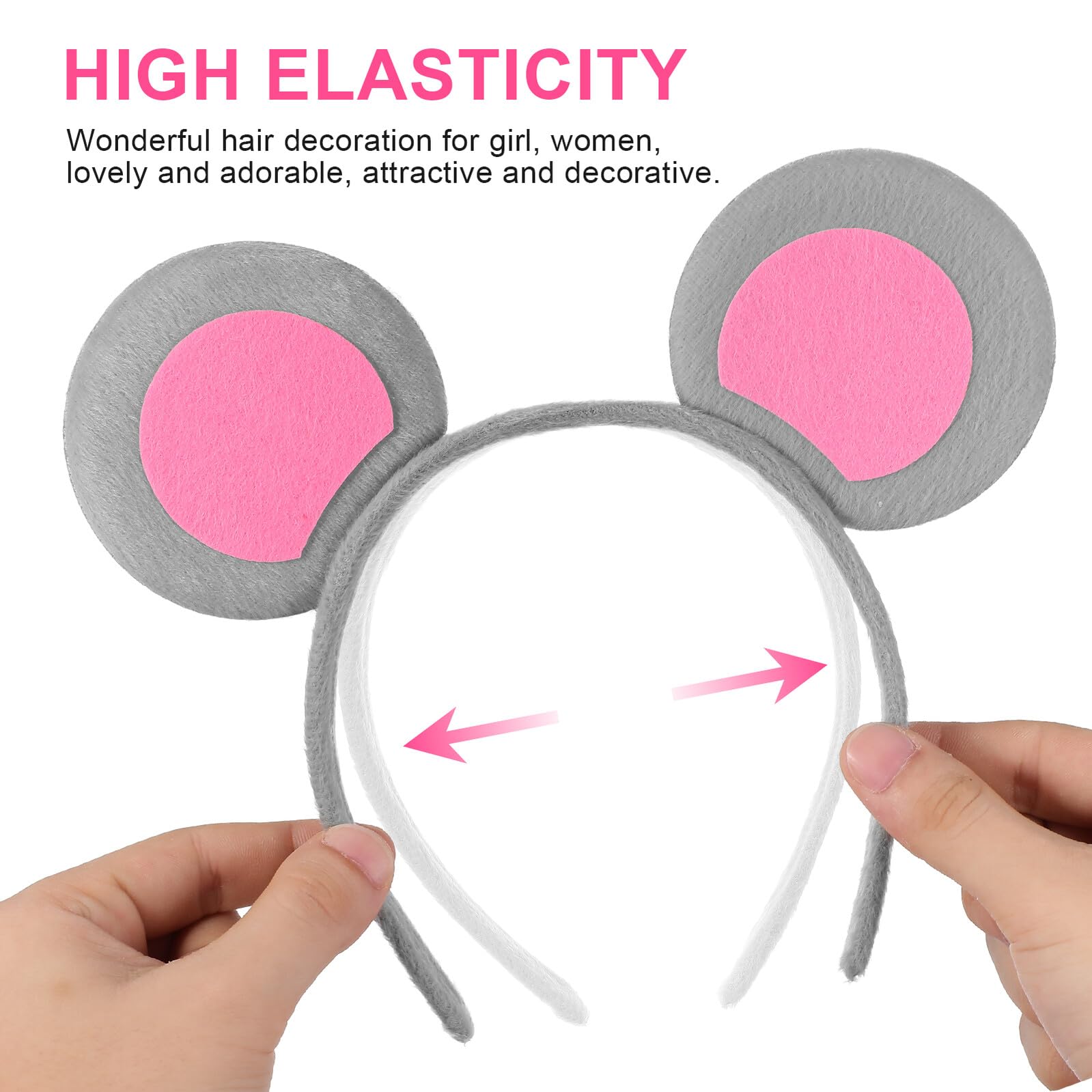 Beaupretty gray mouse ears headband ideal for Halloween Christmas and zoo-theme outfits.