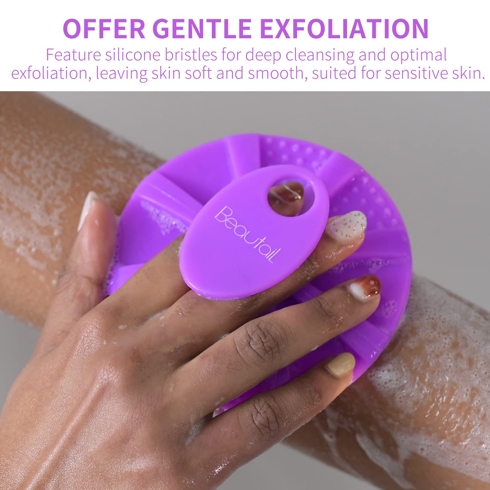 BEAUTAIL cepillo con agarre ergonómico para uso cómodo durante la ducha