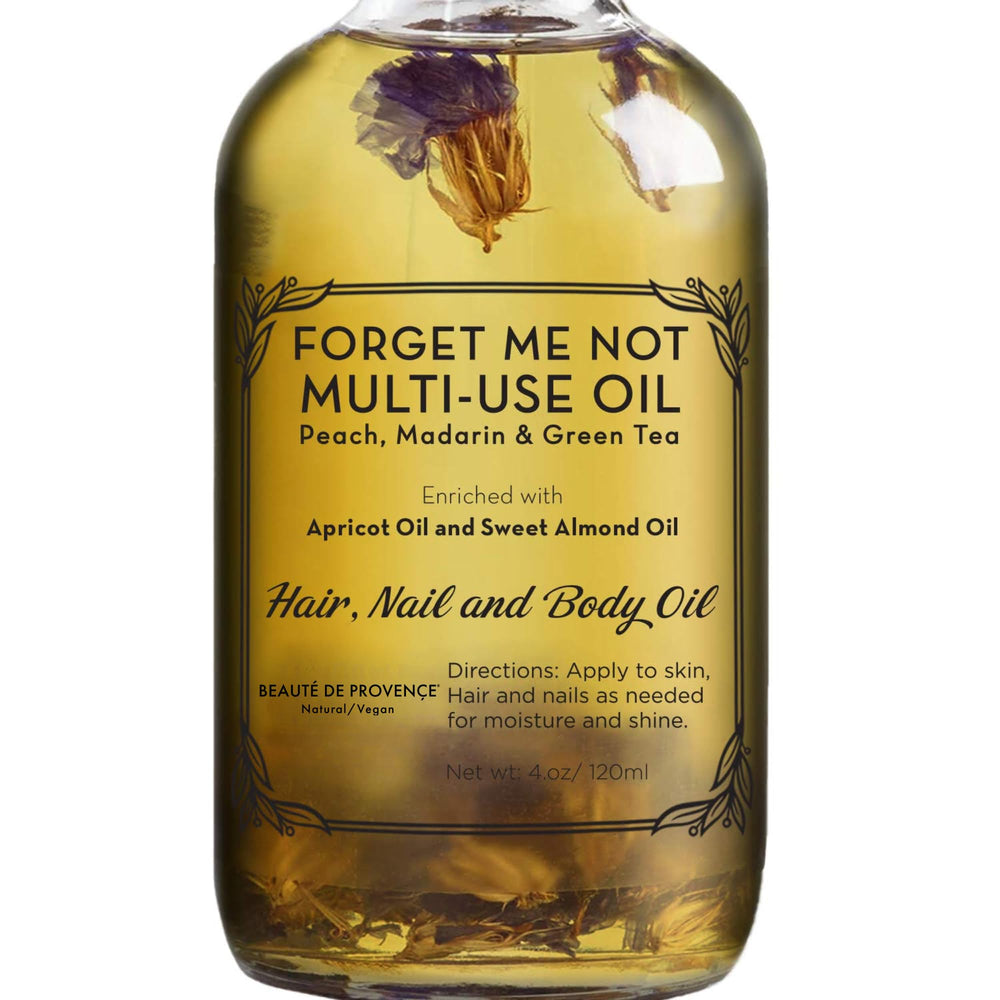 BEAUTE DE PROVENCE Forget Me Not oil bottle front for versatile all-over moisture