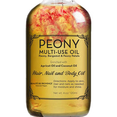 BEAUTE DE PROVENCE Peony oil bottle close-up for hydrating skin and glow.