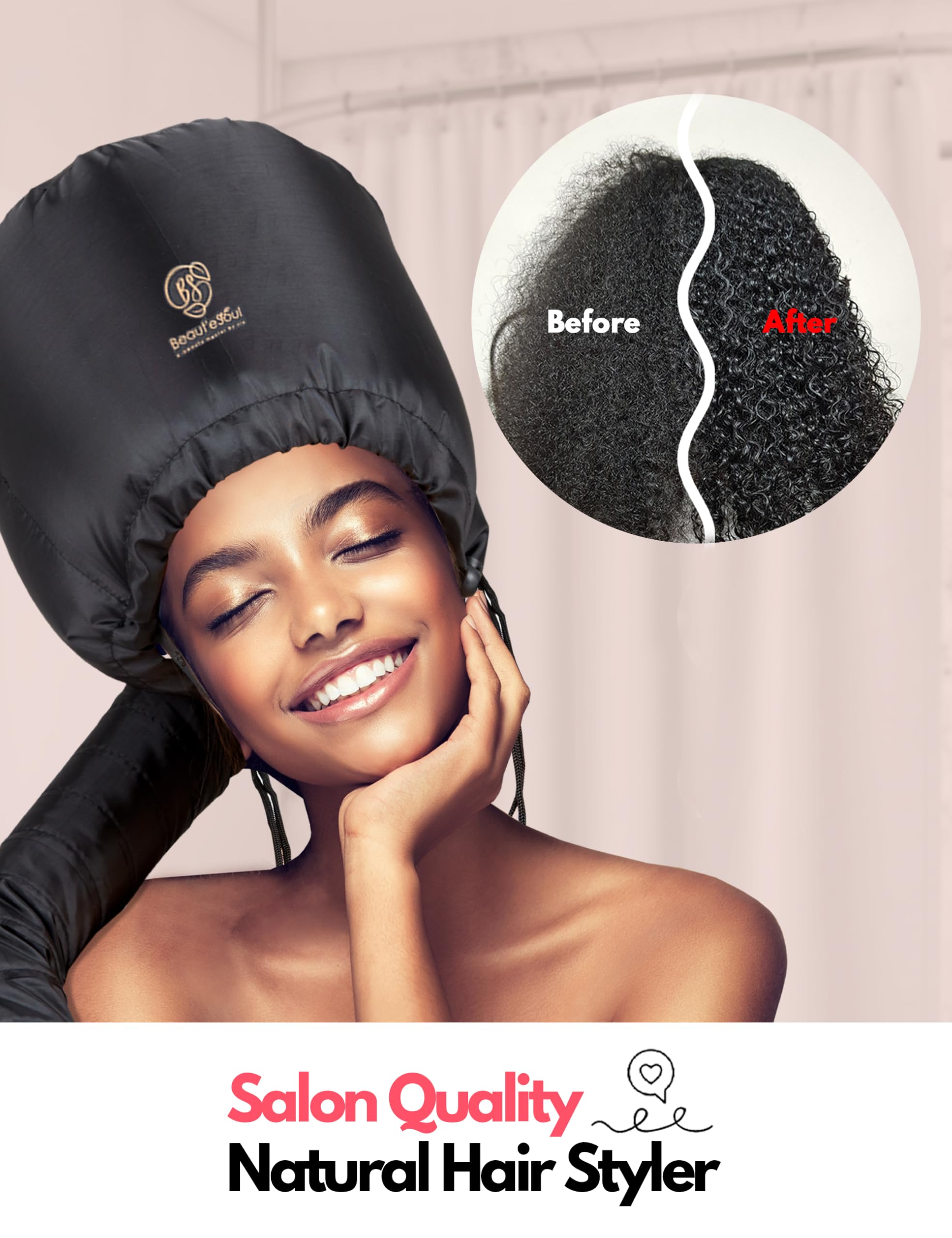 Beauté Seoul universal-fit dryer cap secures snugly with drawstring and velcro strap
