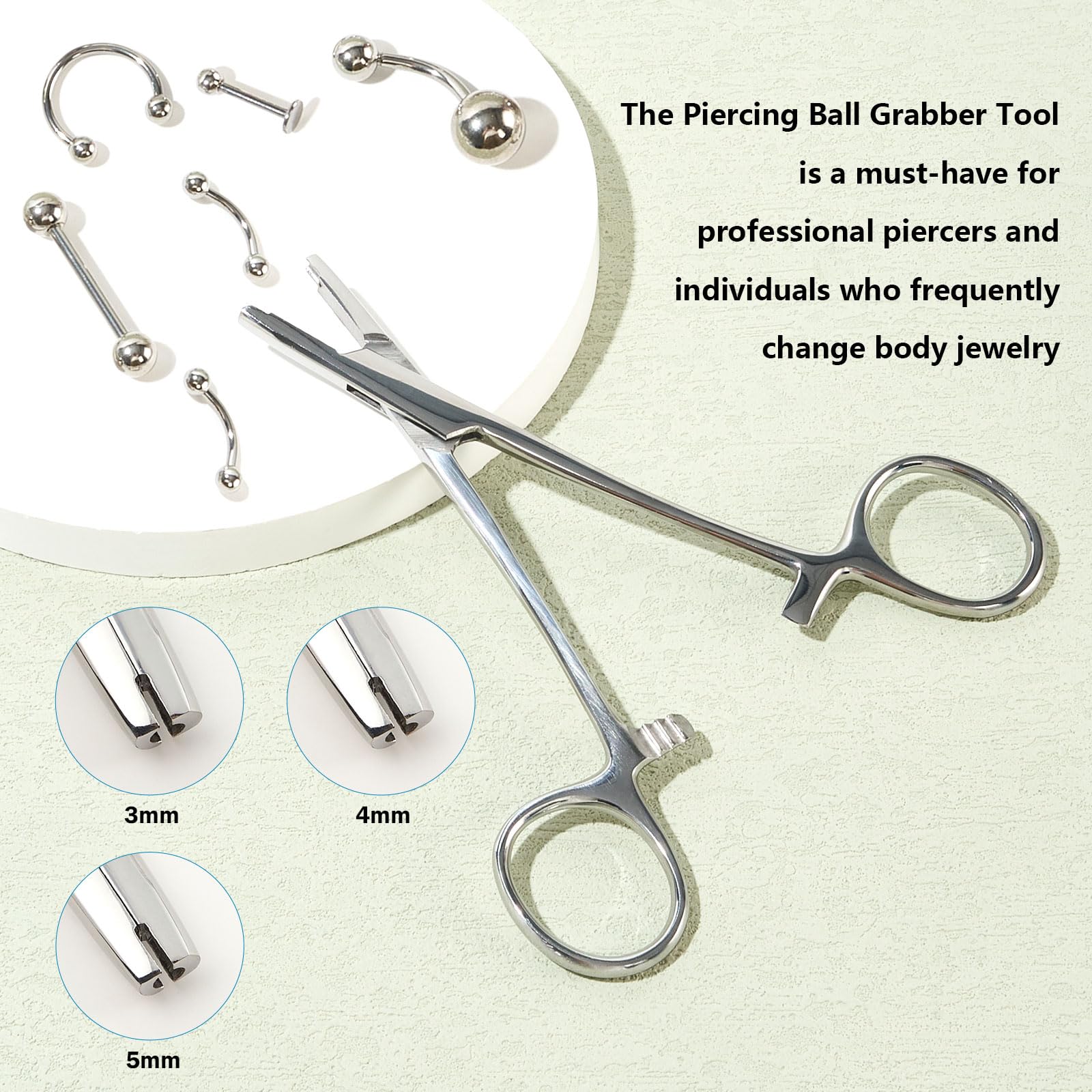 Beautidots Piercing Ball Grabber Tool in use demonstrating compatibility with multiple jewelry types