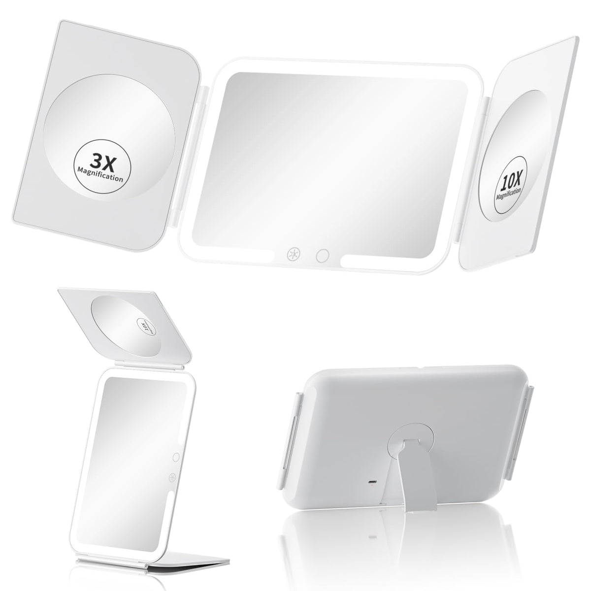 Beautifive trifold travel mirror folded design for compact storage and quick setup