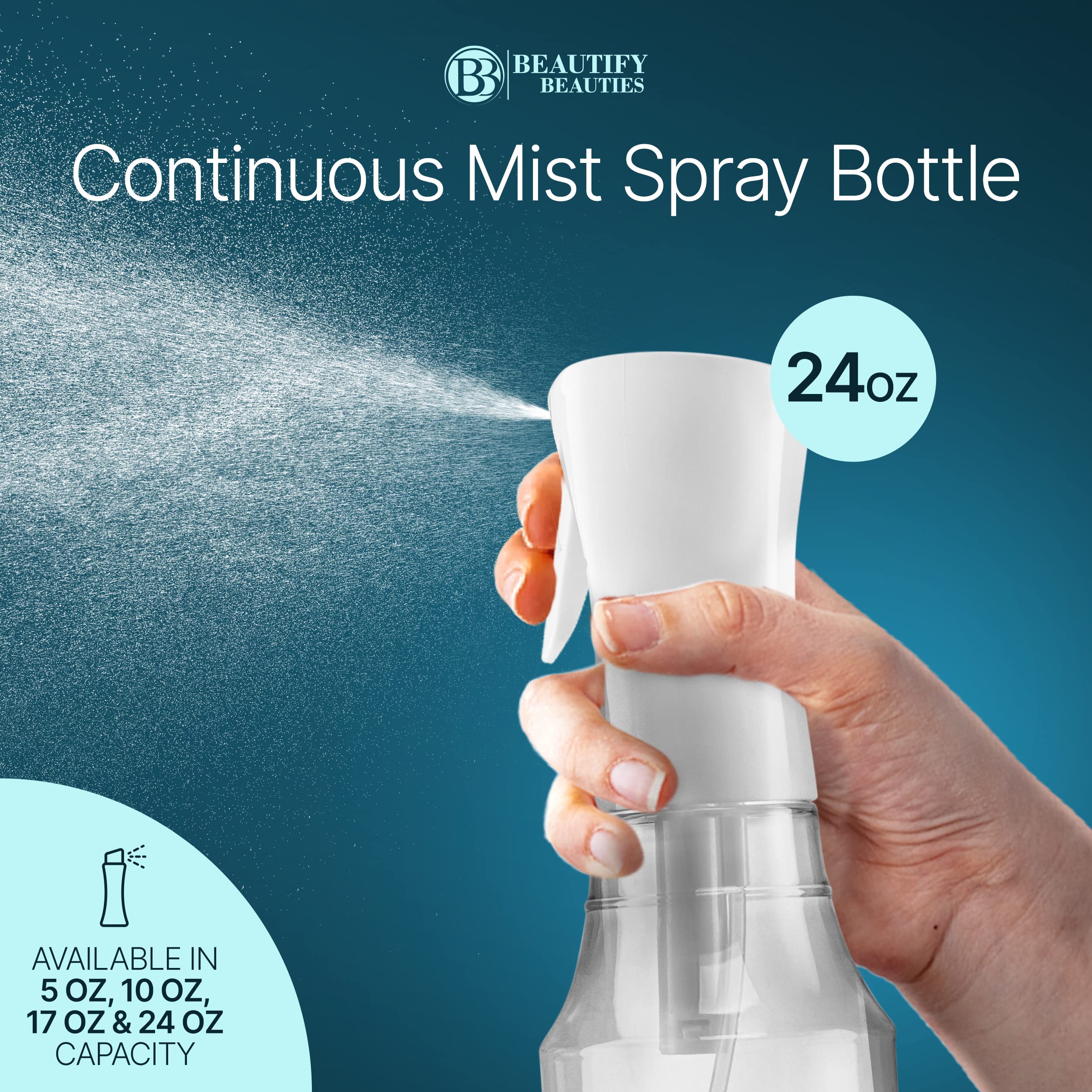 BeautifyBeauties clear-design spray bottle showing contents and usage